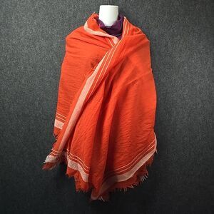 TORY BURCH Style 51155115 Sz 32" x 80"  Wool Scarf POPPY ORANGE 619 MSRP $195